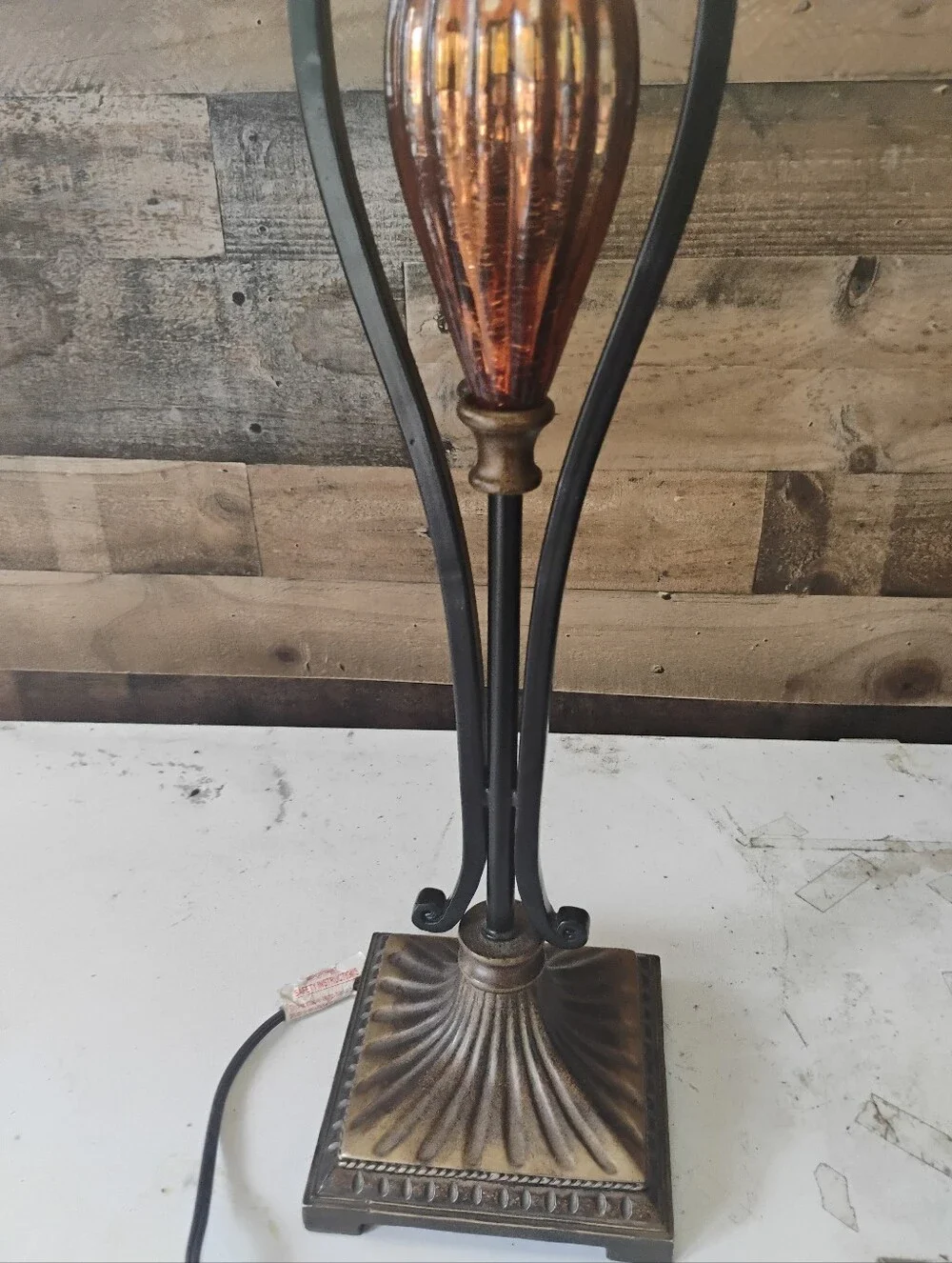 Elegant Table Lamp with Bell Shade and Mercury Glass Accent